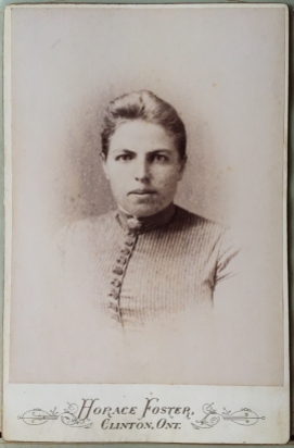 Photo 17: Portrait of a woman. Likely Fannie Elston Hubbard (as identified by my grandfather). Photographer Horace Foster, Clinton, Ontario.