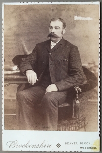 Photo 2: seated man with moustache. Elston similarities. Photographer Brockenshire, Beaver Block, Wingham, Ontario.
